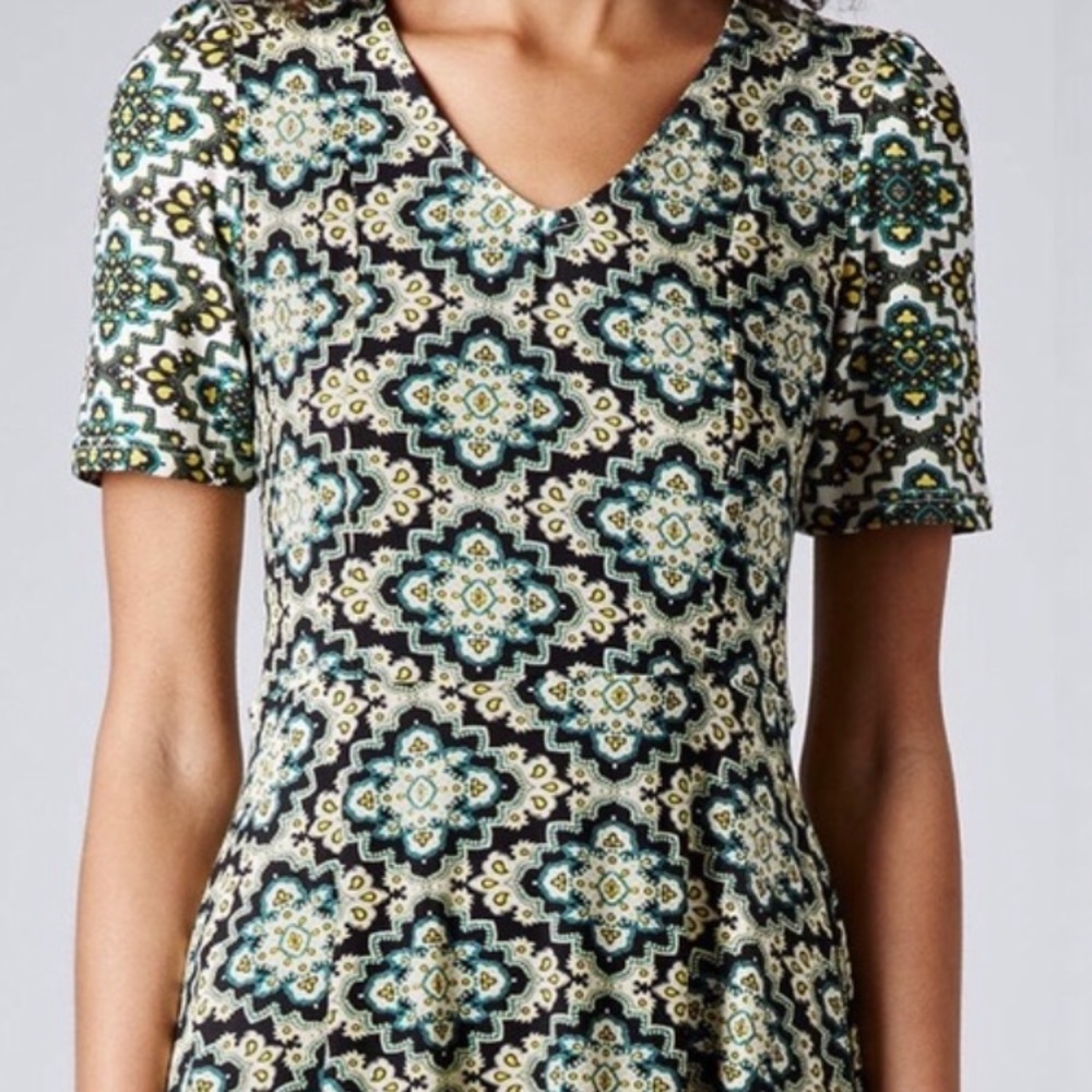 Topshop Folk Print Flippy Dress